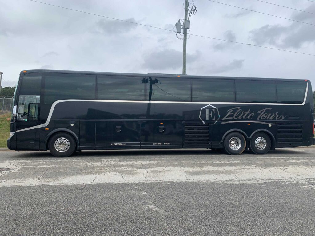 Charter buses in Atlanta exterior display